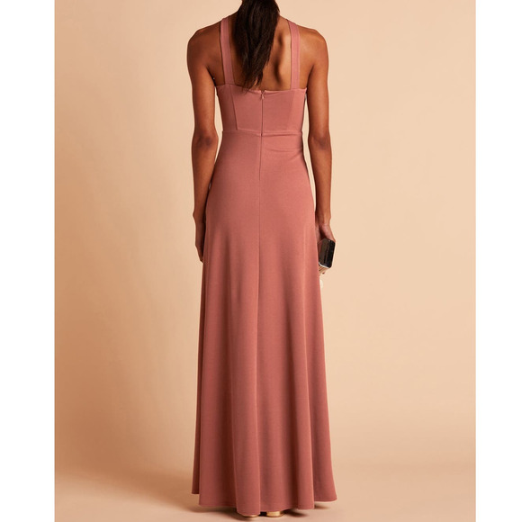 Birdy Grey Pink Halter Slit Maxi Dress - Picture 2 of 9